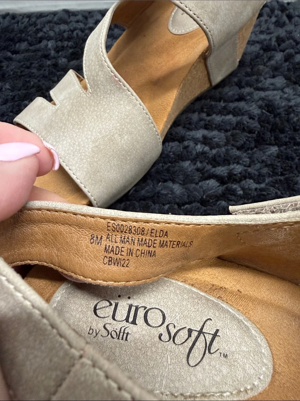 Euro by Sofft Comfort Wedge Sandals in Light Beige - Women's Velcro Straps
